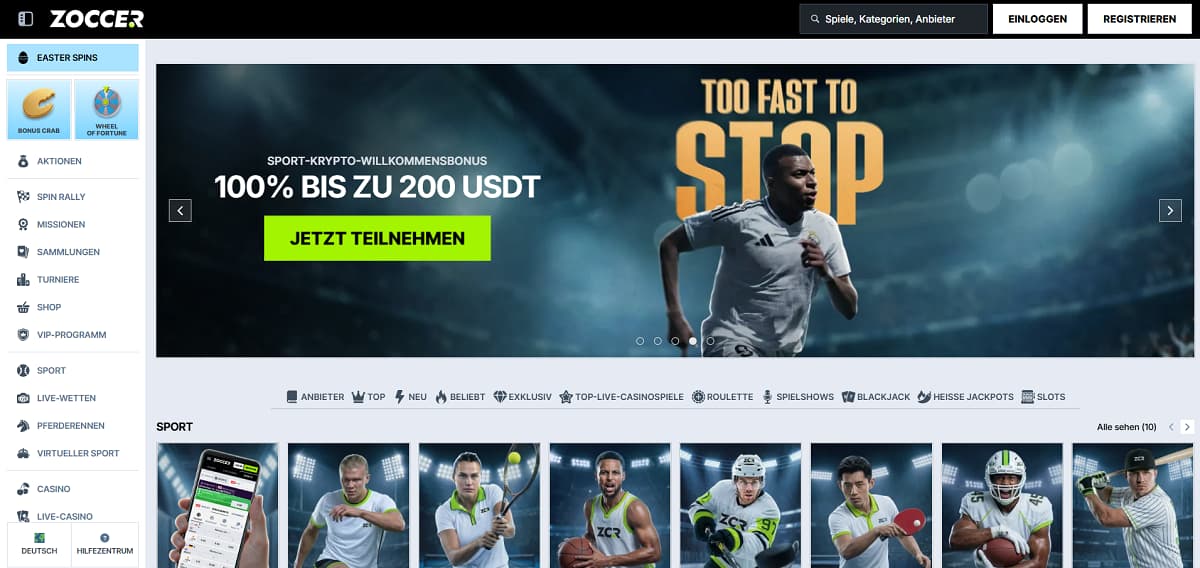 Zoccer erweist sich als äußerst praktischer wettanbieter ohne lizenz für alle Allrounder: Hier kannst du deine Sportwetten platzieren und im nächsten Moment an die Slots wechseln – und das alles bequem über ein und dasselbe Spielerkonto.